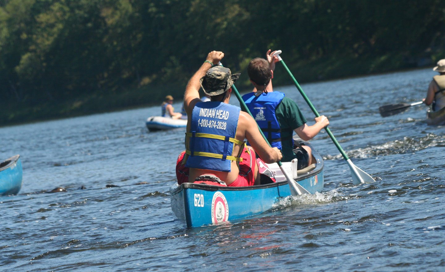 two males in canoe Indian Head Canoeing Rafting Kayaking Tubing Delaware River