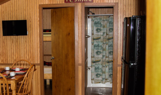 inside cabin showing bathroom, bedroom and kitchen area Indian Head Canoeing Rafting Kayaking Tubing Delaware River