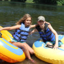 young kids getting ready for their tube ride on the river Indian Head Canoeing Rafting Kayaking Tubing Delaware River