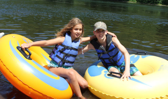 young kids getting ready for their tube ride on the river Indian Head Canoeing Rafting Kayaking Tubing Delaware River