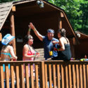 friends enjoying deck on cabin Indian Head Canoeing Rafting Kayaking Tubing Delaware River