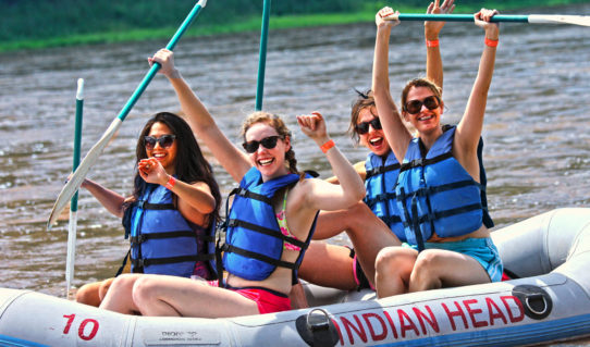 teen girls after successful raft trip Indian Head Canoeing Rafting Kayaking Tubing Delaware River