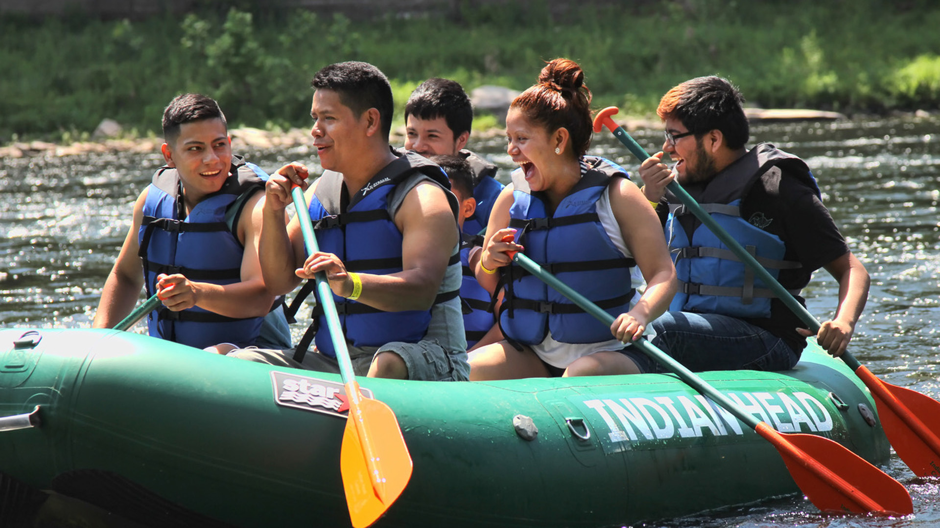 group of rafters having fun on the water Indian Head Canoeing Rafting Kayaking Tubing Delaware River