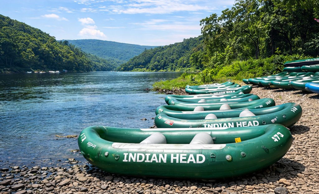 Rafts awaiting by the shore 